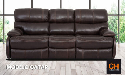 SOFÁ QATAR ELECTRICO TAP. PIEL MARRÓN